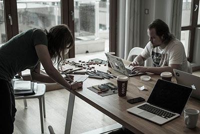 Working in our team apartment in Sofia, Bulgaria