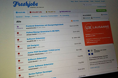 Screenshot of the old Freshjobs.ch with the Conference Banners