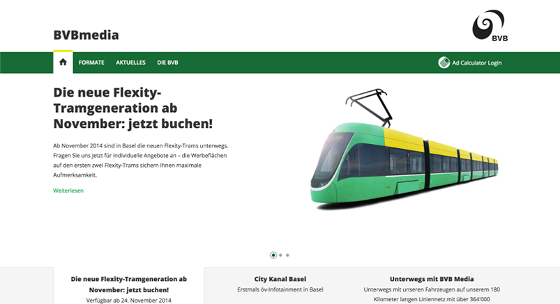 Screenshot of the BVB Media Website